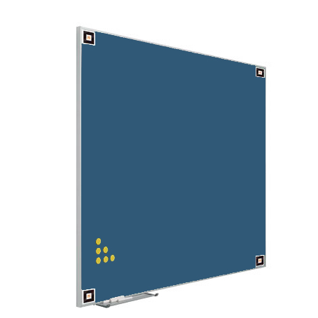 Mobiliario escolar San Pedro del Pinatar: Pizarra magnética azul para pared con marco de aluminio reforzado, bandeja portarrotuladores y esquinas de seguridad para aulas en San Pedro del Pinatar.