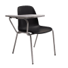 Mobiliario Escolar Cartagena: Silla escolar de polímero negro con pala de escritura y estructura metálica gris para centros de formación en Cartagena.