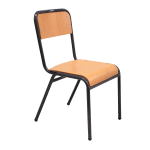 Silla escolar ergonómica con estructura metálica y asiento de madera para centros educativos en Águilas. Mobiliario escolar águilas
