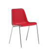 Mobiliario Escolar San Pedro del Pinatar: Silla escolar monobloque de polímero rojo con estructura de patas metálicas cromadas de alta resistencia para aulas y comedores en San Pedro del Pinatar.